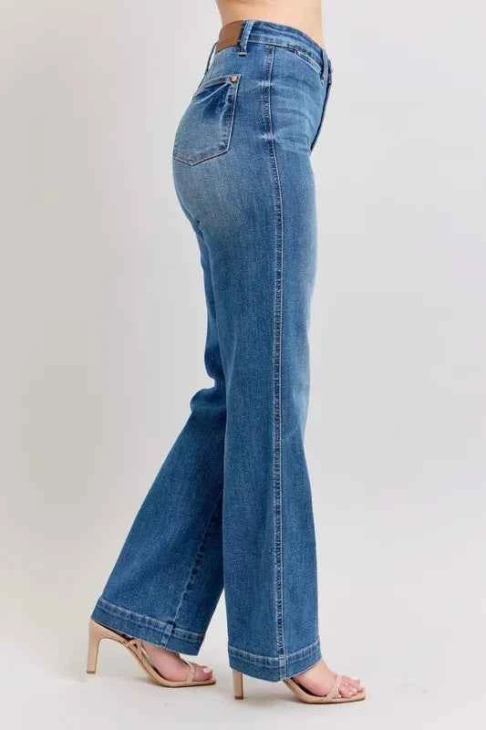 Judy Blue Full Size High Waist Contrast Thread Straight Plus Size