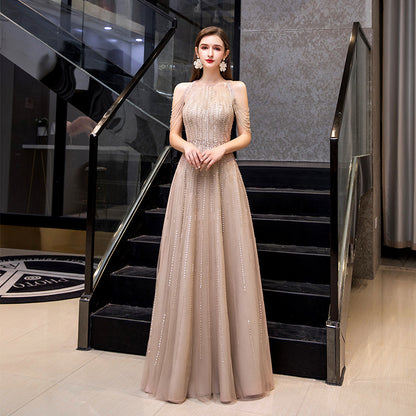 Evening Gown Host Dress for Female Banquet Fashion and Formal Events