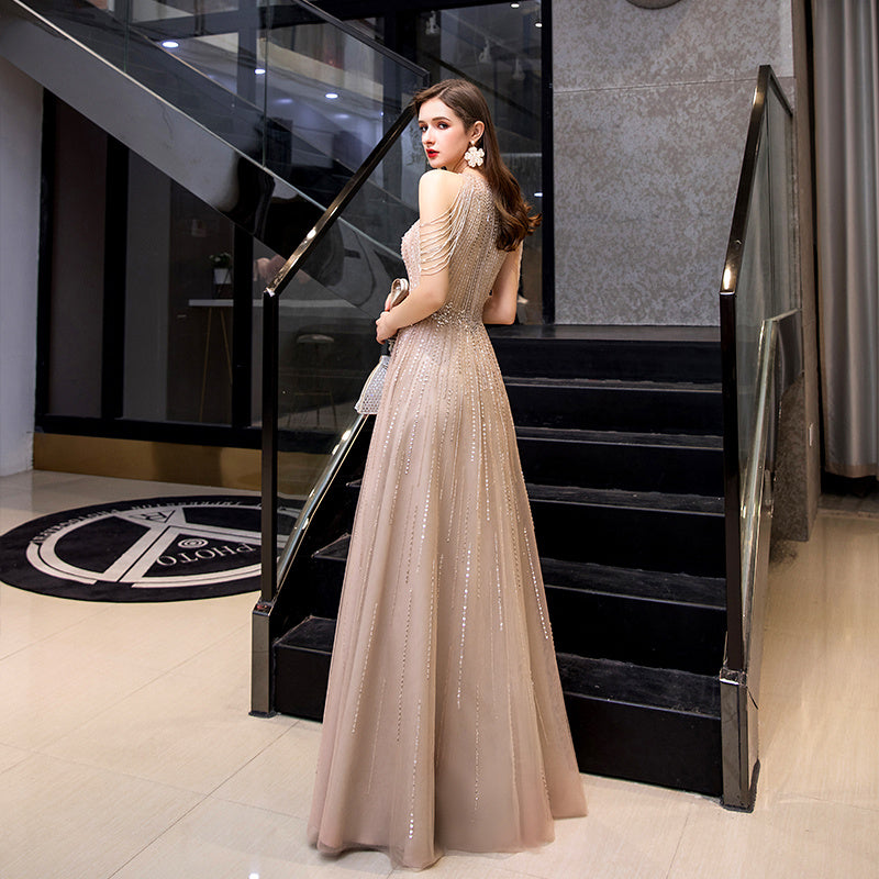 Evening Gown Host Dress for Female Banquet Fashion and Formal Events
