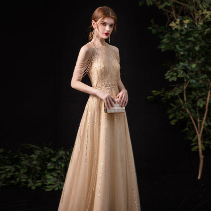 Evening Gown Host Dress for Female Banquet Fashion and Formal Events