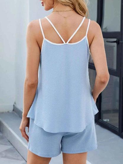Casual Ribbed Tank Top and Shorts Set