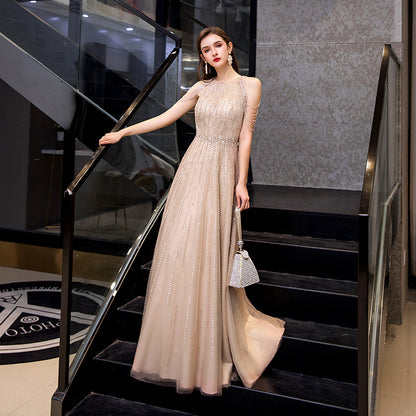 Evening Gown Host Dress for Female Banquet Fashion and Formal Events